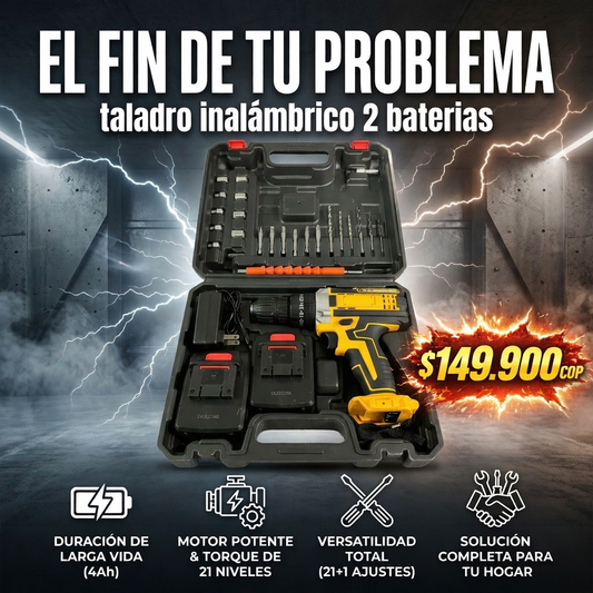 TALADRO INALAMBRICO 2 BATERIAS